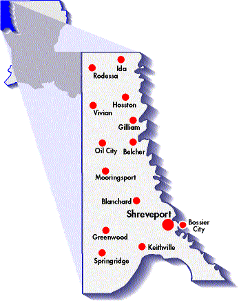 Map of Caddo Parish